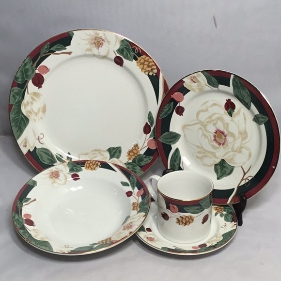 Tienshan MAGNOLIA  FINE CHINA 5 PIECES DINNERWARE - Picture 1 of 4